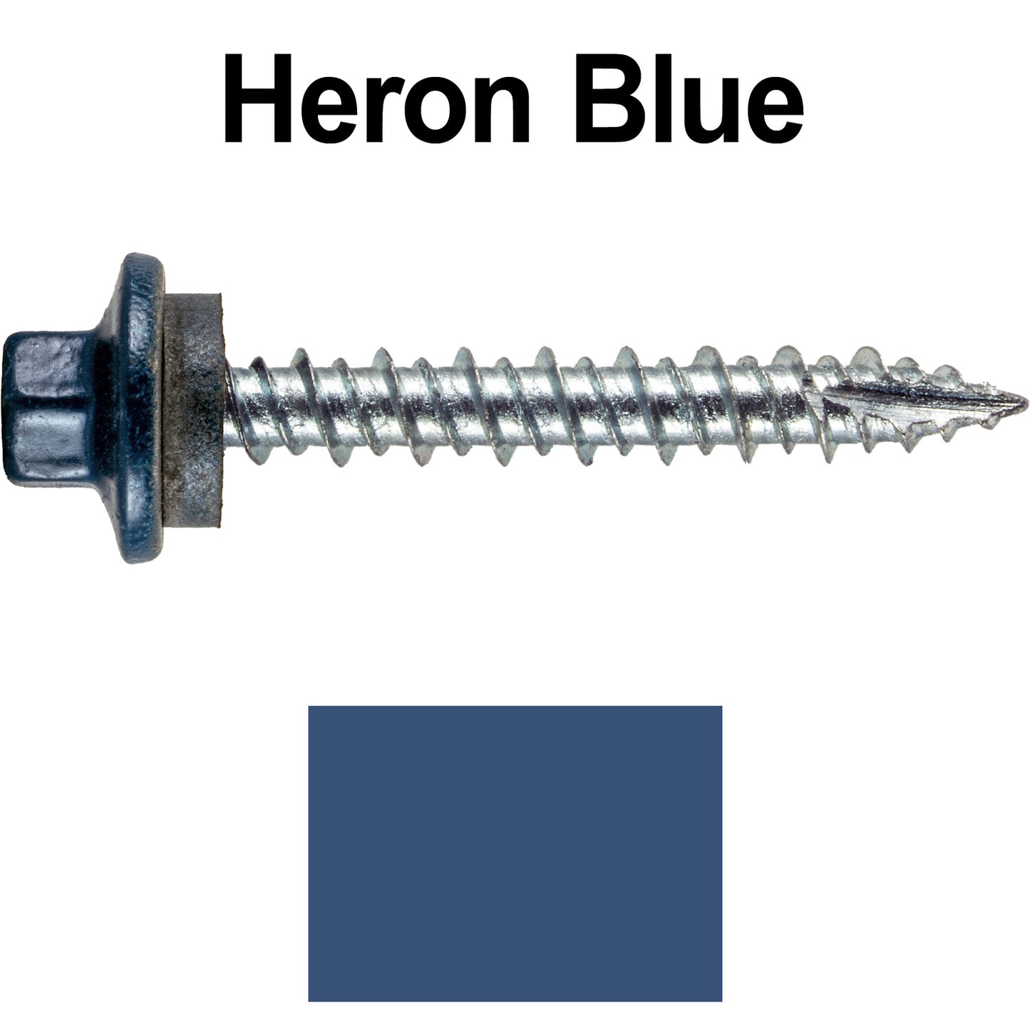 10 x 1-1/2" - STAINLESS HEX / ZINC Sheet Metal Roof Screw. Self starting metal to wood siding screws. EPDM washer. Colored head.