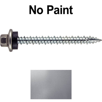 10 x 2” - STAINLESS HEX / ZINC Sheet Metal Roof Screw. Self starting metal to wood siding screws. EPDM washer. Colored head.