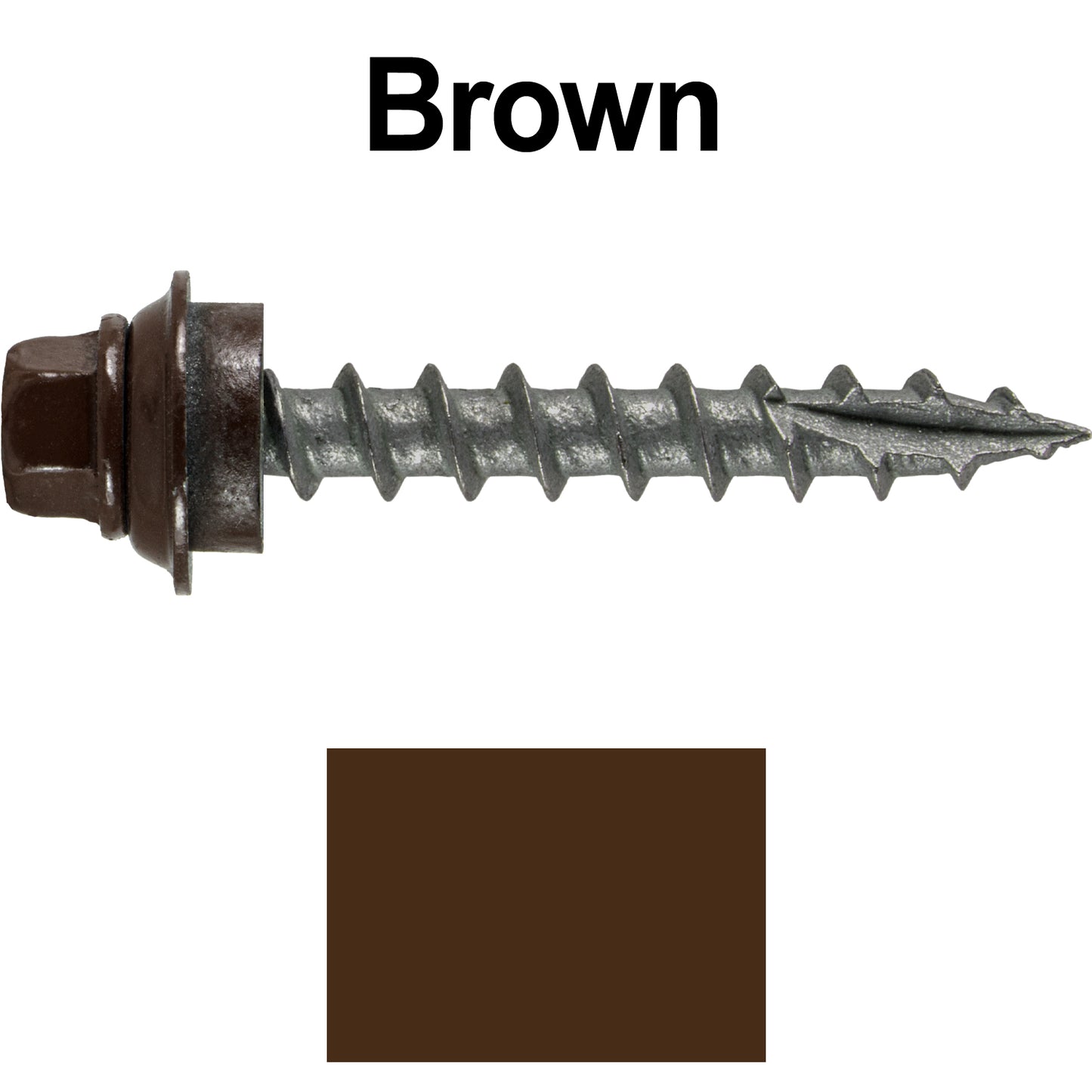 12 X 1-1/2" Metal Roofing Screws For OSB and Plywood - Galvanized Metal to Wood Type 17 Tip - 1/4" Hex Head - Assembled EPDM Washer