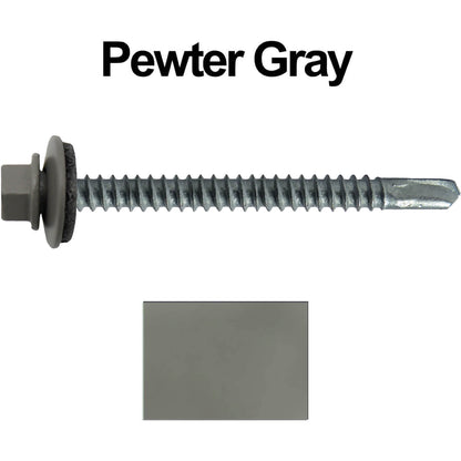 #12 X 3" Metal to Metal Type #3 Roofing Screws - Hex Washer Head - Self starting/self tapping - 5/8" EPDM washer. Colored head.