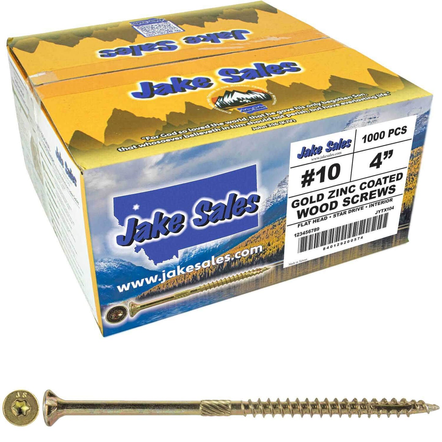 #10 Gold Star/Torx Drive Zinc Coated T-25 Flat Head Wood Screws