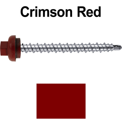 10 X 2” Zinc Aluminum Cap MINI-DRILLER Roofing Screws HI-LO THREAD Zinc Plated Carbon Steel Shank - EPDM Washer - Colored head