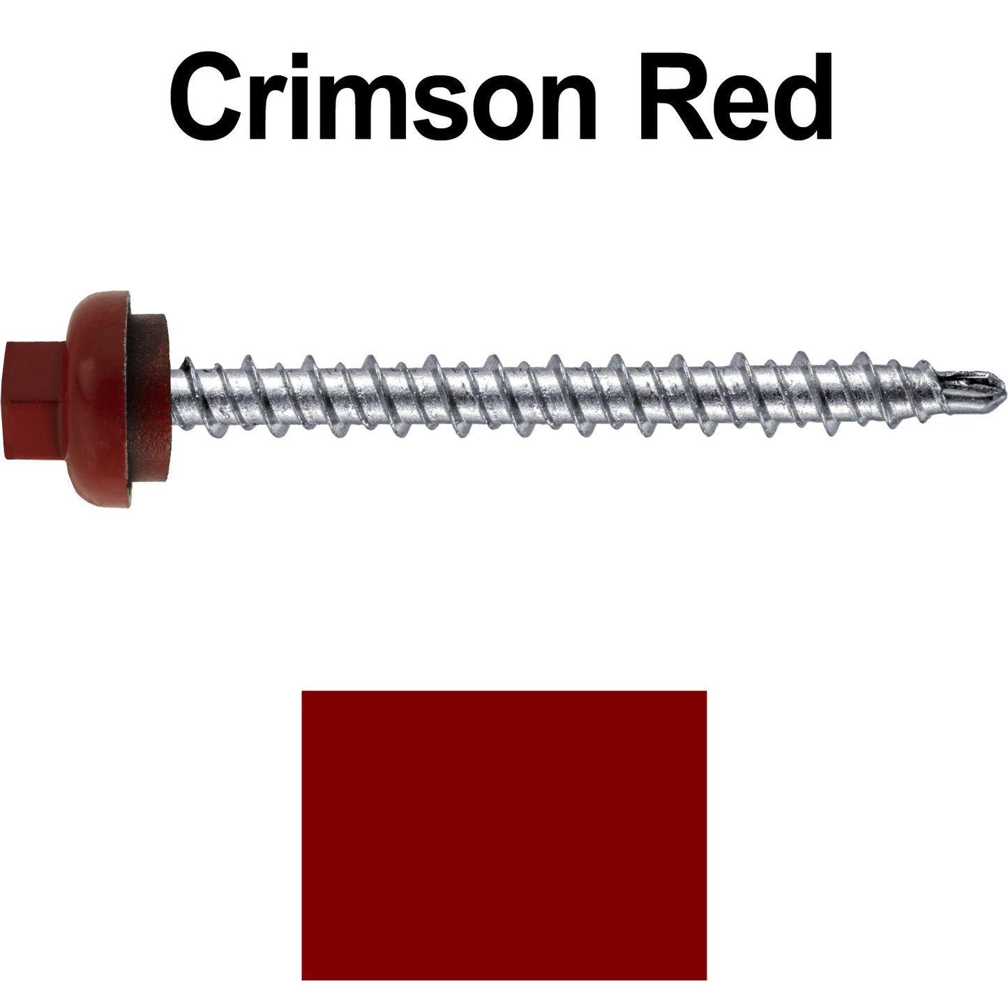 10 X 2” Zinc Aluminum Cap MINI-DRILLER Roofing Screws HI-LO THREAD Zinc Plated Carbon Steel Shank - EPDM Washer - Colored head