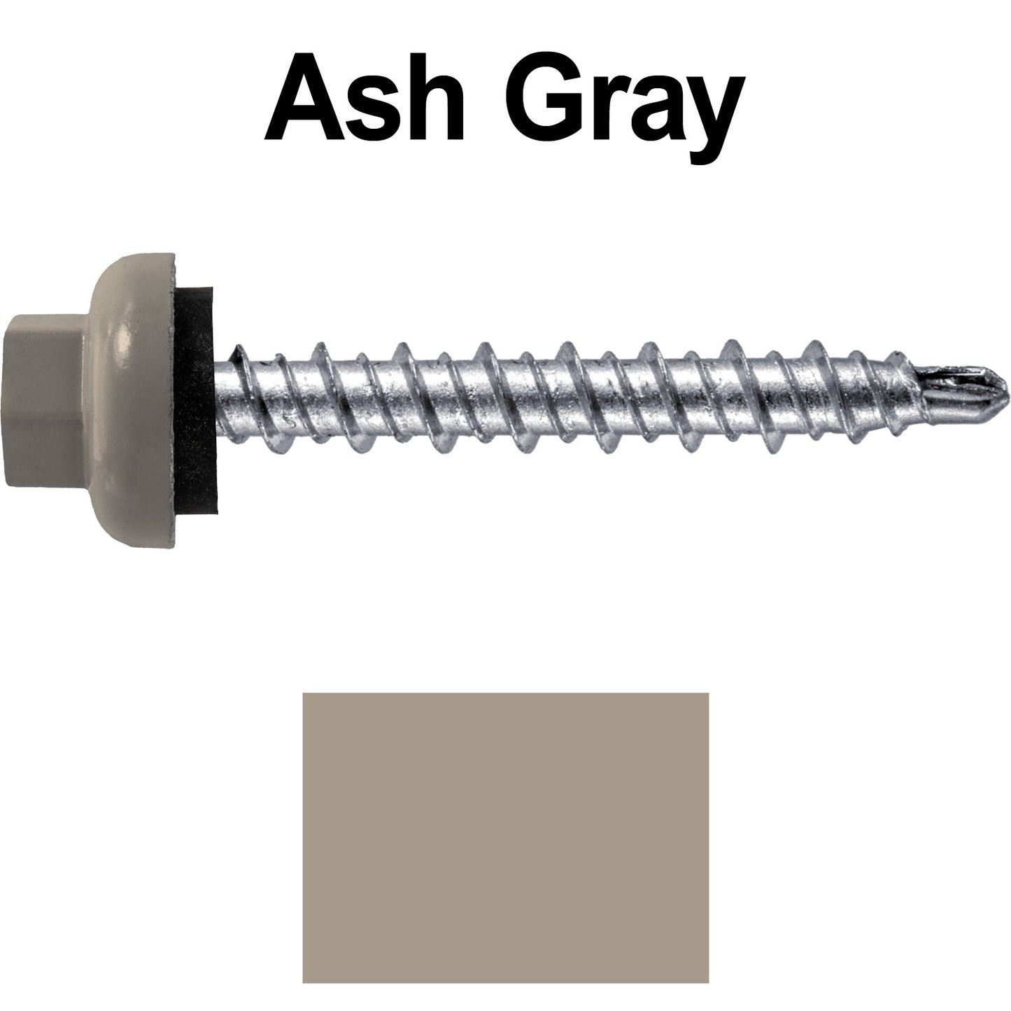 10 X 1-1/2” Zinc Aluminum Cap MINI-DRILLER Roofing Screws HI-LO THREAD Zinc Plated Carbon Steel Shank - EPDM Washer - Colored head