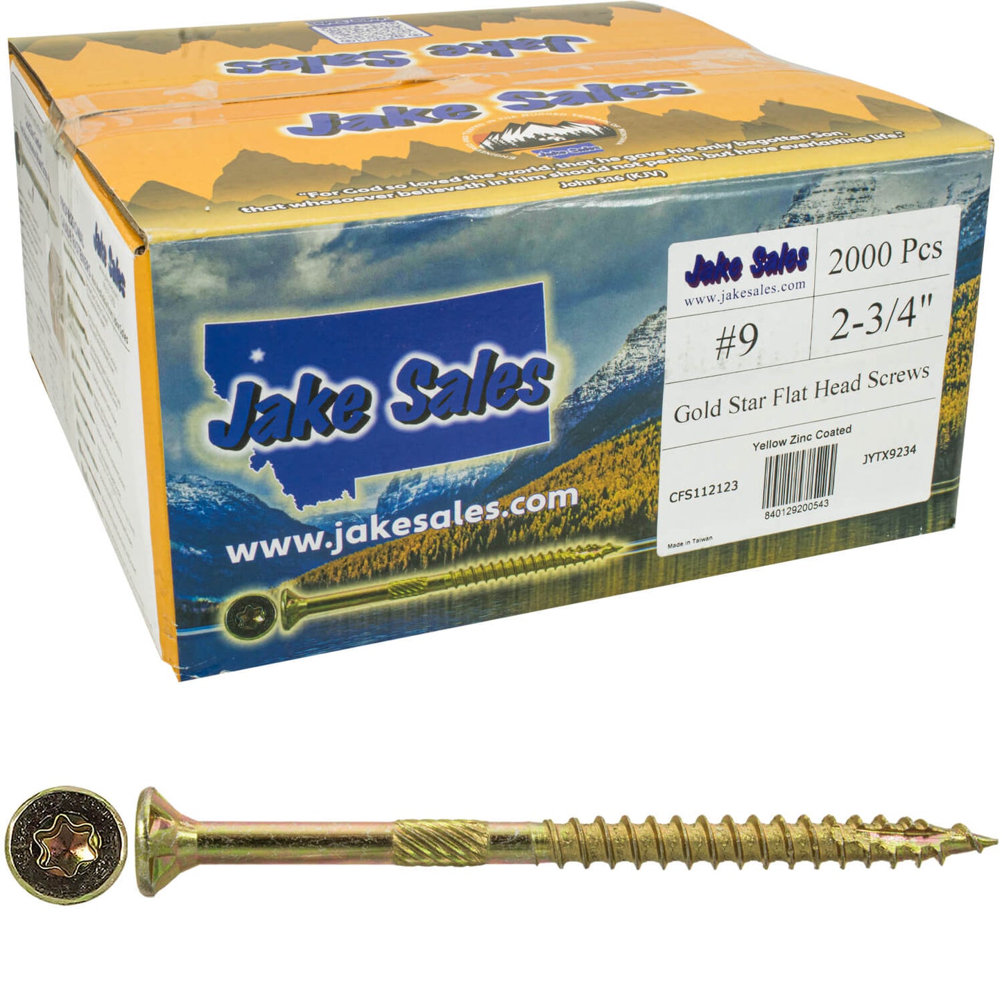 #9 Gold Star/Torx Drive Zinc Coated T-25 Flat Head Wood Screws