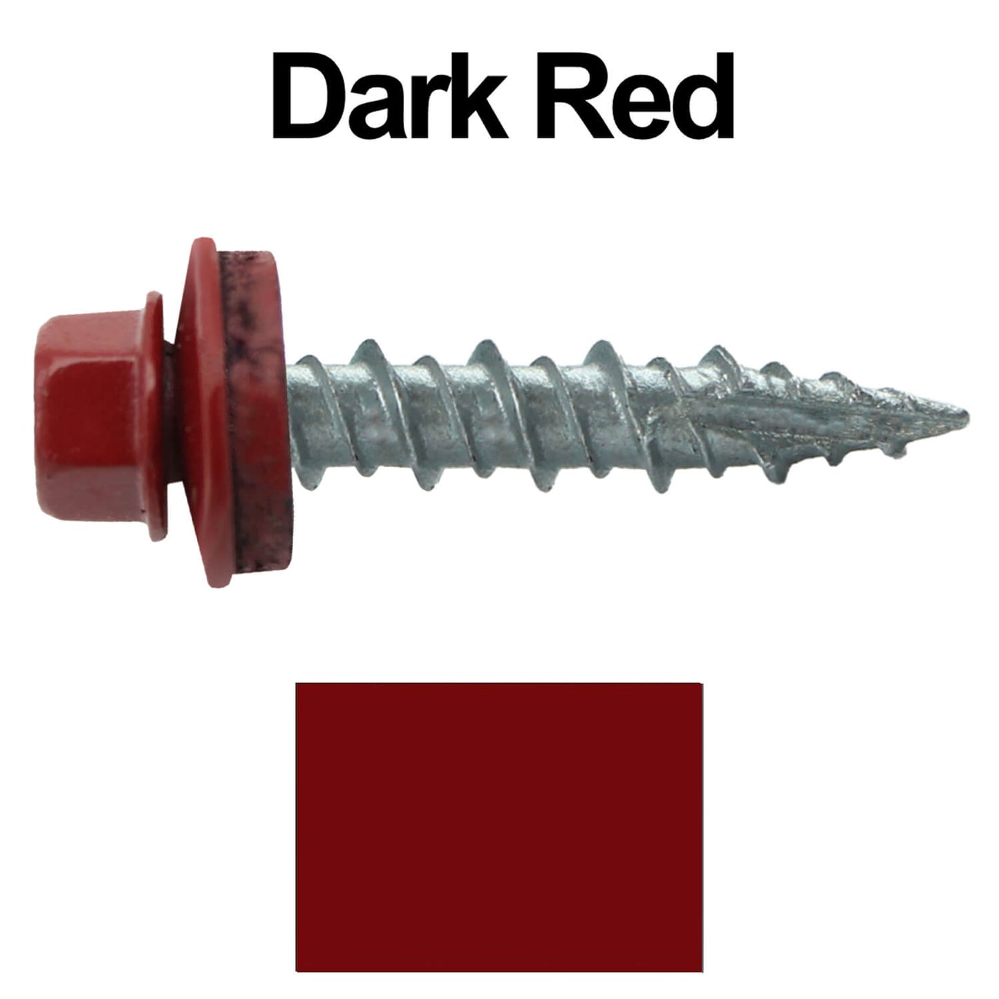 #10 x 1" Metal ROOFING SCREWS - Hex Washer Head - Self starting/self tapping - EPDM washer. Colored head.