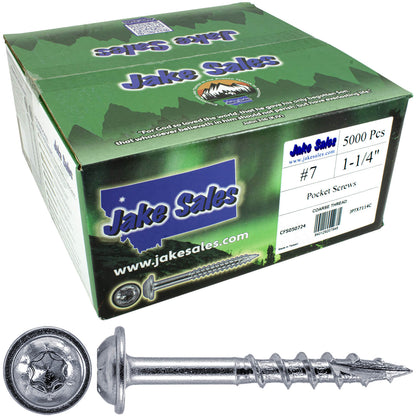 #7 Coarse Thread Pocket Hole Torx/Star Head Screws - Torx/Star Drive Pocket Hole Screws for Cabinetry & Furniture. - T-20 Torx Screw Head