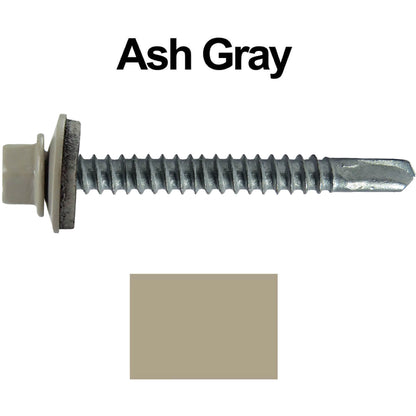 #12 x 2-1/2" Metal to Metal Type #3 Metal Roofing Screws - Hex Head Drill Point - 9/16" EPDM Washer. Colored head.