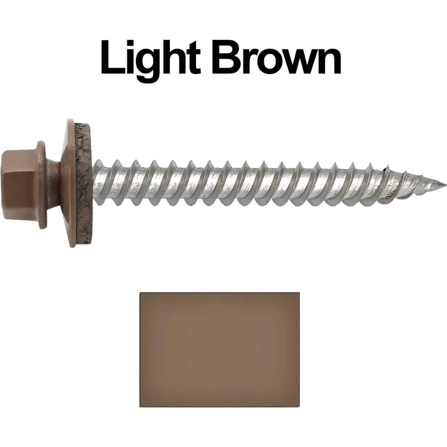 12 x 2"  Stainless Steel Metal Roofing Screw - Hex ReGrip Washer Head - Self starting/self tapping - EPDM washer. Colored head.