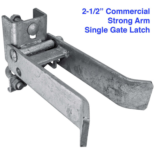 Commercial SINGLE GATE STRONG ARM Latch for Chain Link or Round Pipe Gate Frames. Single Gate FULCRUM Latch Fits 1-5/8" or 1-7/8" Gate Frame