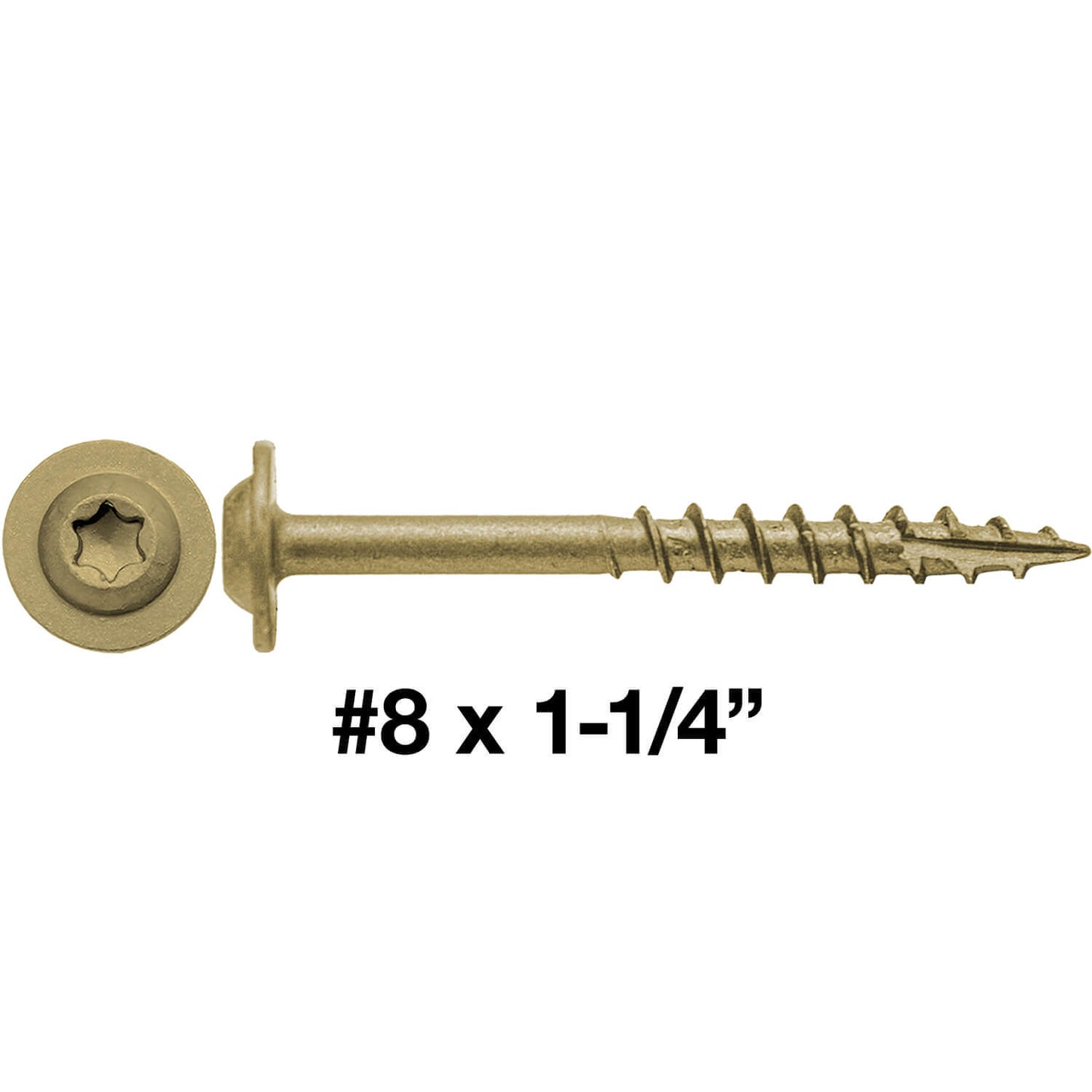 #8 Bronze Star Exterior Coated Modified Truss Head Cabinet Wood Screw Torx/Star Drive Head - Multipurpose Exterior Coated Torx/Star Drive Wood Screws