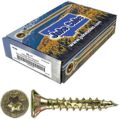 #8 Gold Star/Torx Drive Zinc Coated T-20 Flat Head Wood Screws
