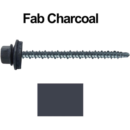 #10 x 3" Mini Driller Sheet Metal Roofing Screw - Hex Washer Head -  Self starting metal to wood siding screws. EPDM washer. Colored head.
