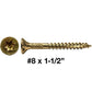 #8 Yellow Zinc Coated General Purpose Wood Screws. Torx/Star Drive Head - Multipurpose Torx/Star Drive Wood Screws