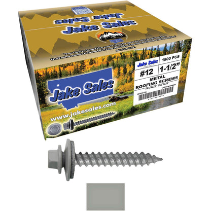 #12 x 1-1/2"  RE-GRIP METAL ROOFING SCREWS - Hex Washer Head - Self starting/self tapping - EPDM washer. Colored head.