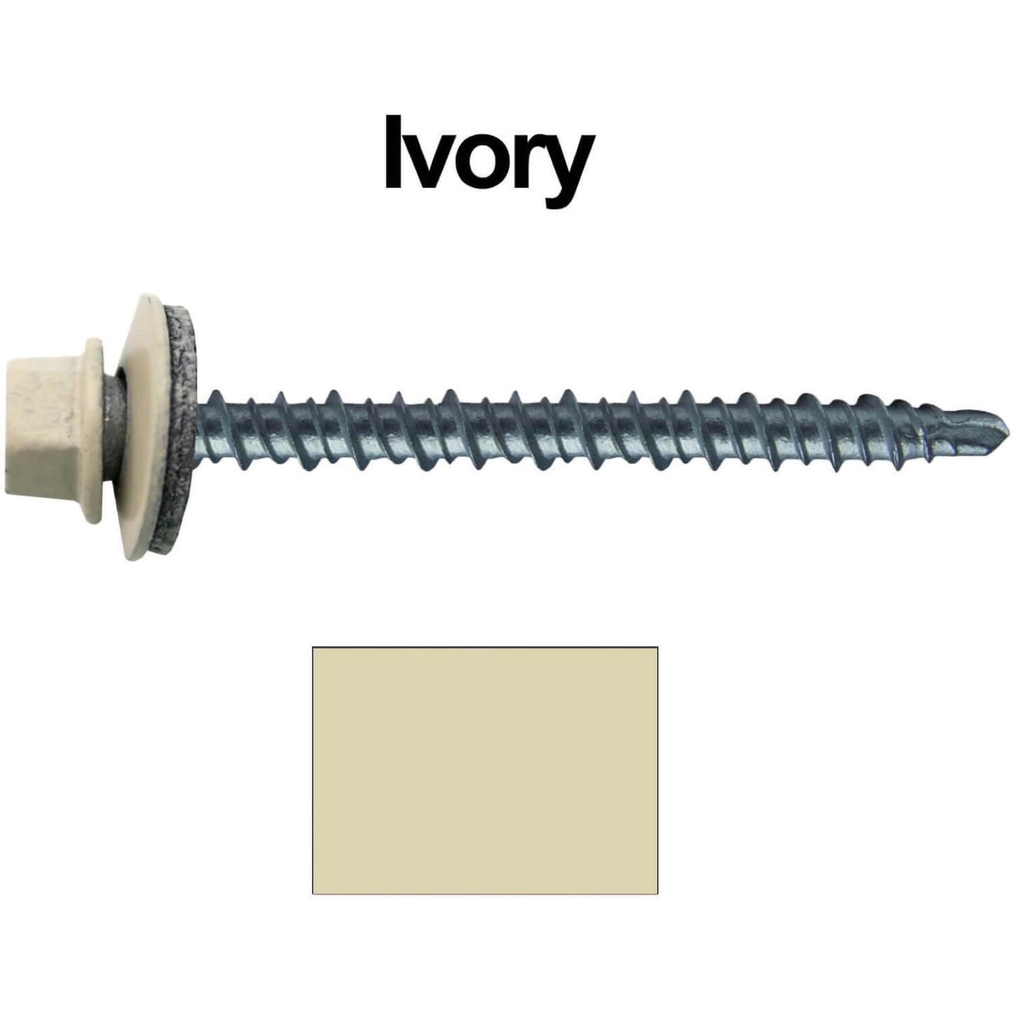 #10 x 2-1/2" Mini Driller Sheet Metal Roofing Screw - Hex Washer Head -  Self starting metal to wood siding screws. EPDM washer. Colored head.