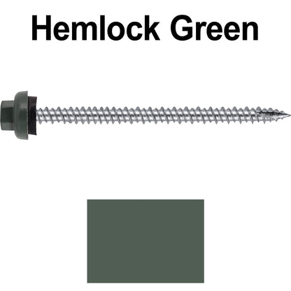 10 X 3“ HI-LO Zinc Aluminum Cap Metal Roofing Screws - Hex Washer Head - Self starting/self tapping - EPDM washer. Colored head.