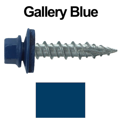 #10 x 1" Metal ROOFING SCREWS - Hex Washer Head - Self starting/self tapping - EPDM washer. Colored head.