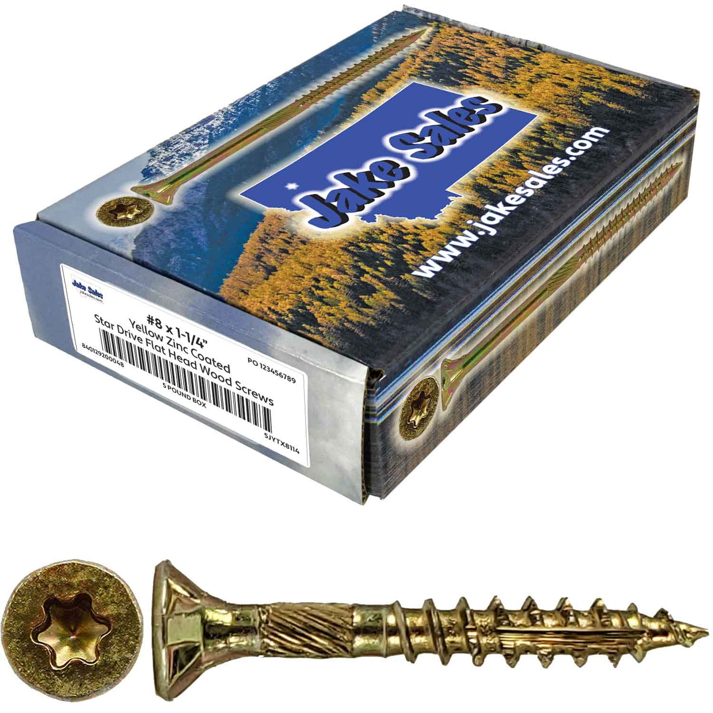 #8 Yellow Zinc Coated General Purpose Wood Screws. Torx/Star Drive Head - Multipurpose Torx/Star Drive Wood Screws