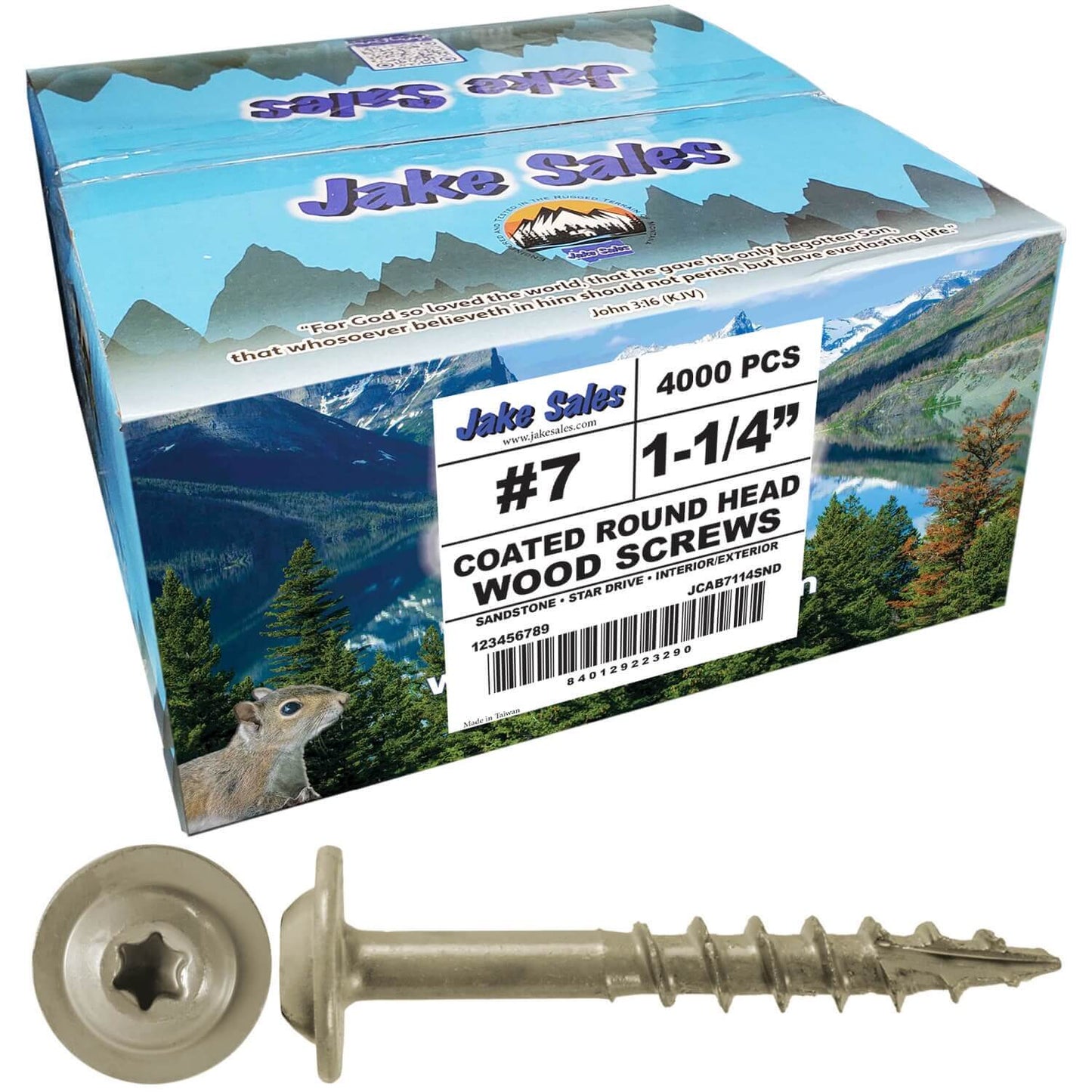 #7 Interior / Exterior Coated Round Head - Wood Screw with Torx/Star Drive Head.