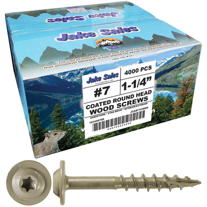 #7 Interior / Exterior Coated Round Head - Wood Screw with Torx/Star Drive Head.