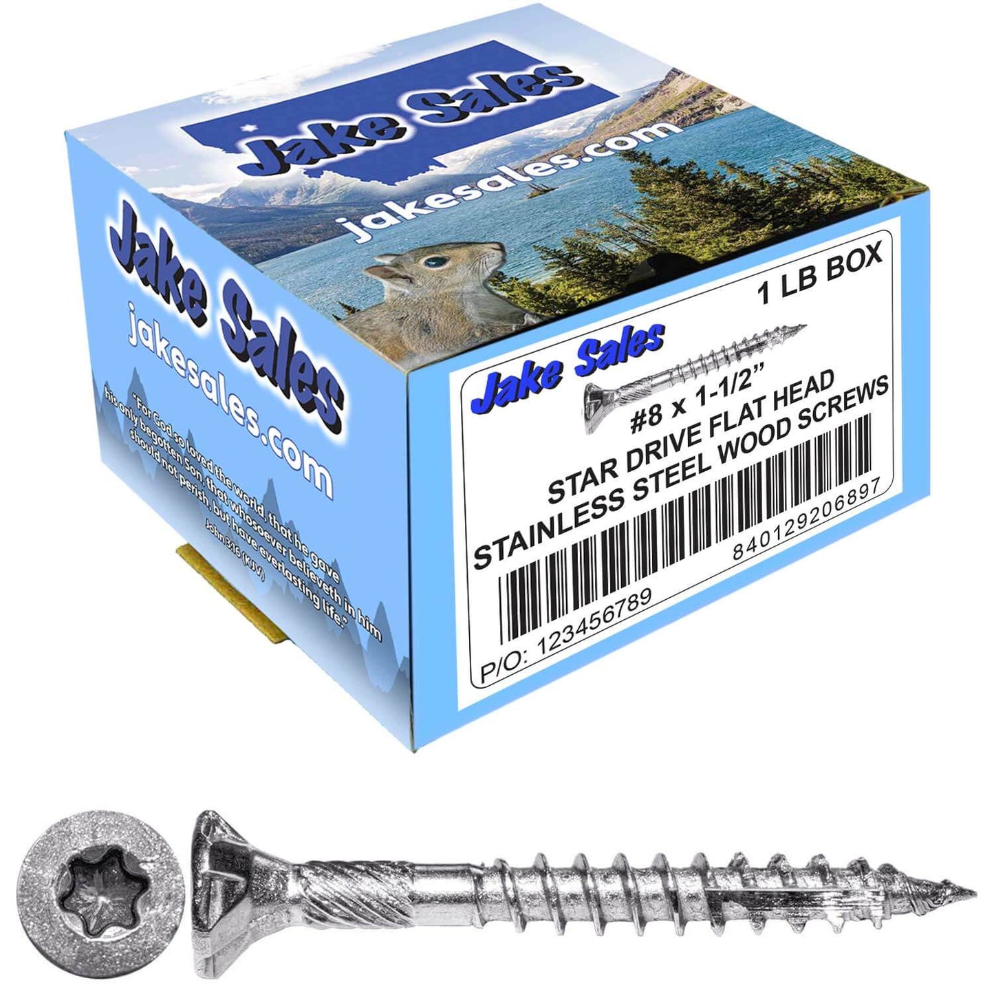 #8 Torx/Star Drive Head - 300 Grade Stainless Steel Torx/Star Drive Wood Screws - Silver Star Stainless Steel Wood Screw