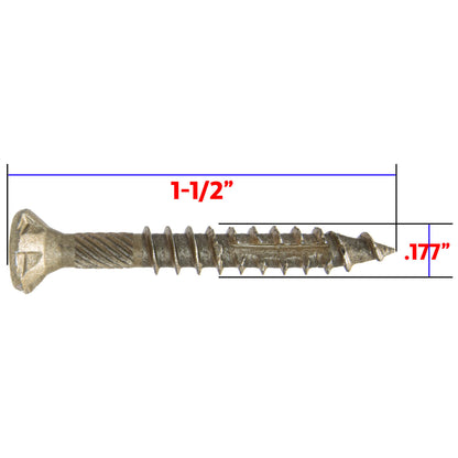 #9 x 1-1/2" Bronze Coated Multipurpose Wood Screw Torx/Star Drive Flat Head Exterior Coated - ACQ Compatible Wood Screws (OVERSTOCK)