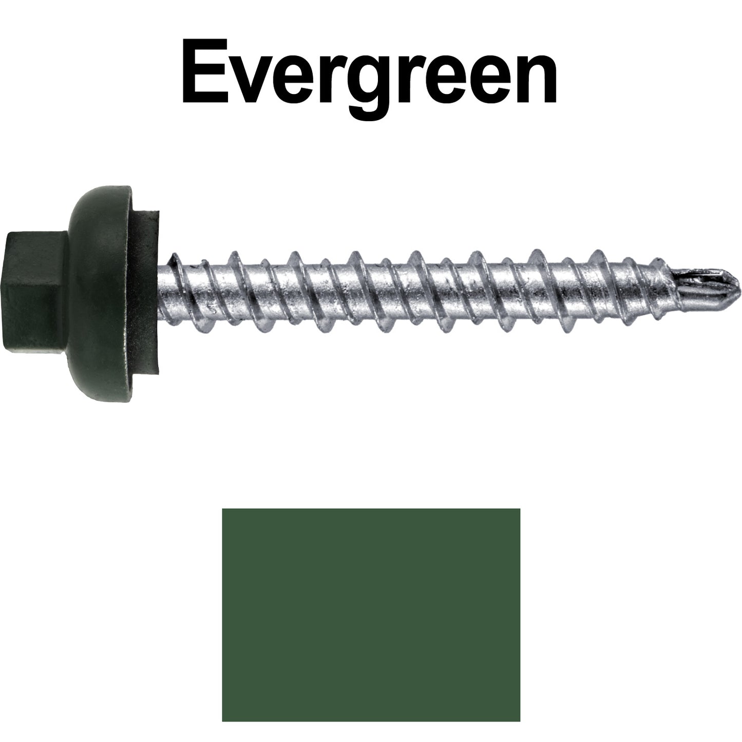 10 X 1-1/2” Zinc Aluminum Cap MINI-DRILLER Roofing Screws HI-LO THREAD Zinc Plated Carbon Steel Shank - EPDM Washer - Colored head