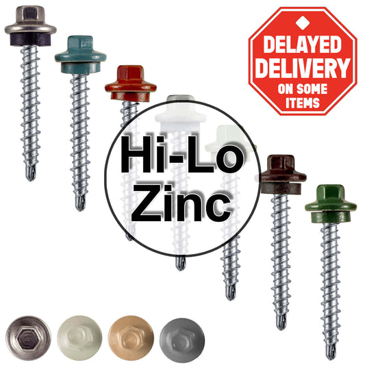 #10 x 1-1/2" Stainless Steel Mini Driller Sheet Metal Roofing Screw - Hex Washer Cap - Self starting metal to wood siding screws - EPDM washer. Colored head.