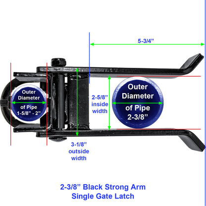 Strong Arm Single Gate Latch - Black