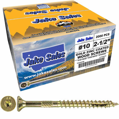 #10 Gold Star/Torx Drive Zinc Coated T-25 Flat Head Wood Screws