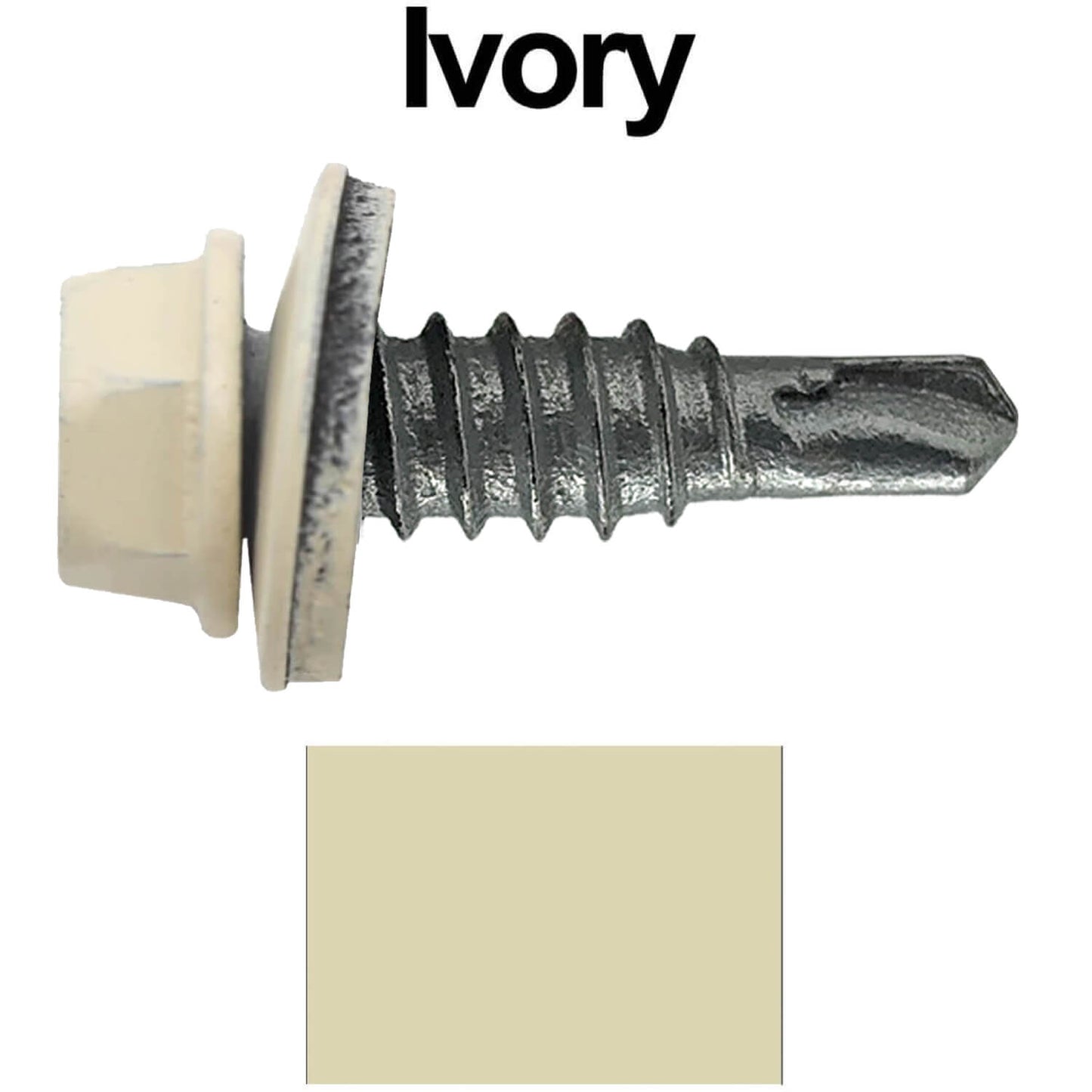 #14 x 7/8" Stitch Tek Metal to Metal Type #1 Roofing Screws - Hex Washer Head - Drill Point - 9/16" EPDM washer.