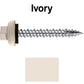 10 X 1-1/2" HI-LO Zinc Aluminum Cap Metal Roofing Screws - Hex Washer Head - Self starting/self tapping - EPDM washer. Colored head.