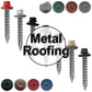 #14 x 1-1/2" Metal ROOFING SCREWS - Hex Washer Head - Self starting/self tapping - EPDM washer. Colored head.