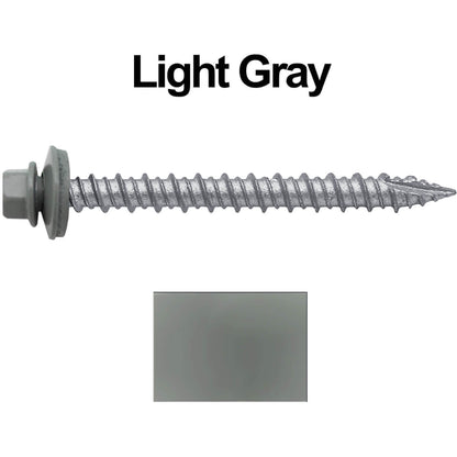 #10 x 2" Metal ROOFING SCREWS - Hex Washer Head - Self starting/self tapping - EPDM washer. Colored head.