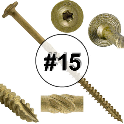 #15 Construction Lag Screw Exterior Coated Torx/Star Drive Heavy Duty Structural Lag Screw - Modified Truss Washer Head