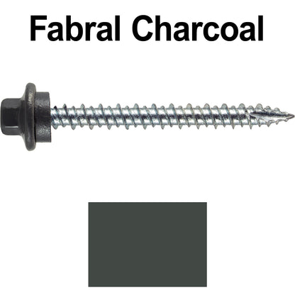 10 x 2” - STAINLESS HEX / ZINC Sheet Metal Roof Screw. Self starting metal to wood siding screws. EPDM washer. Colored head.
