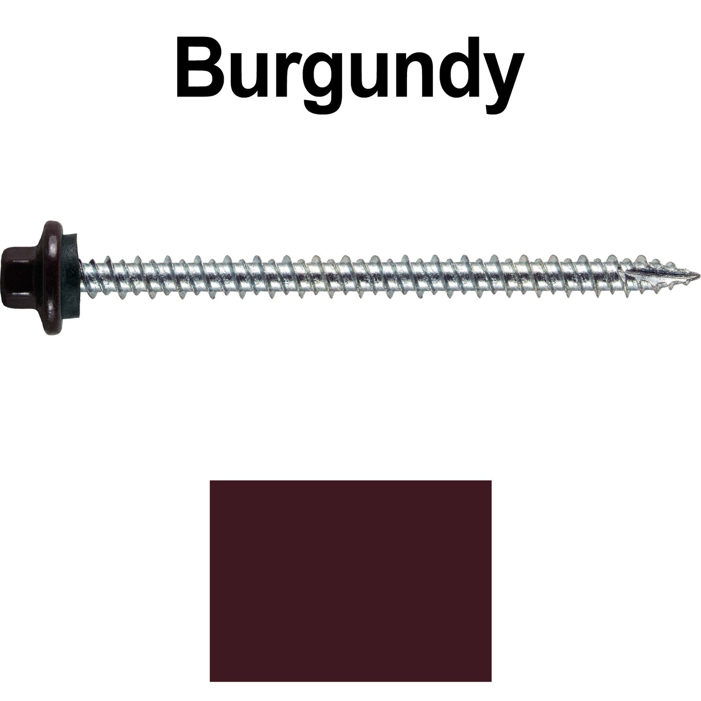 10 x 3” - STAINLESS HEX / ZINC Sheet Metal Roof Screw. Self starting metal to wood siding screws. EPDM washer. Colored head.