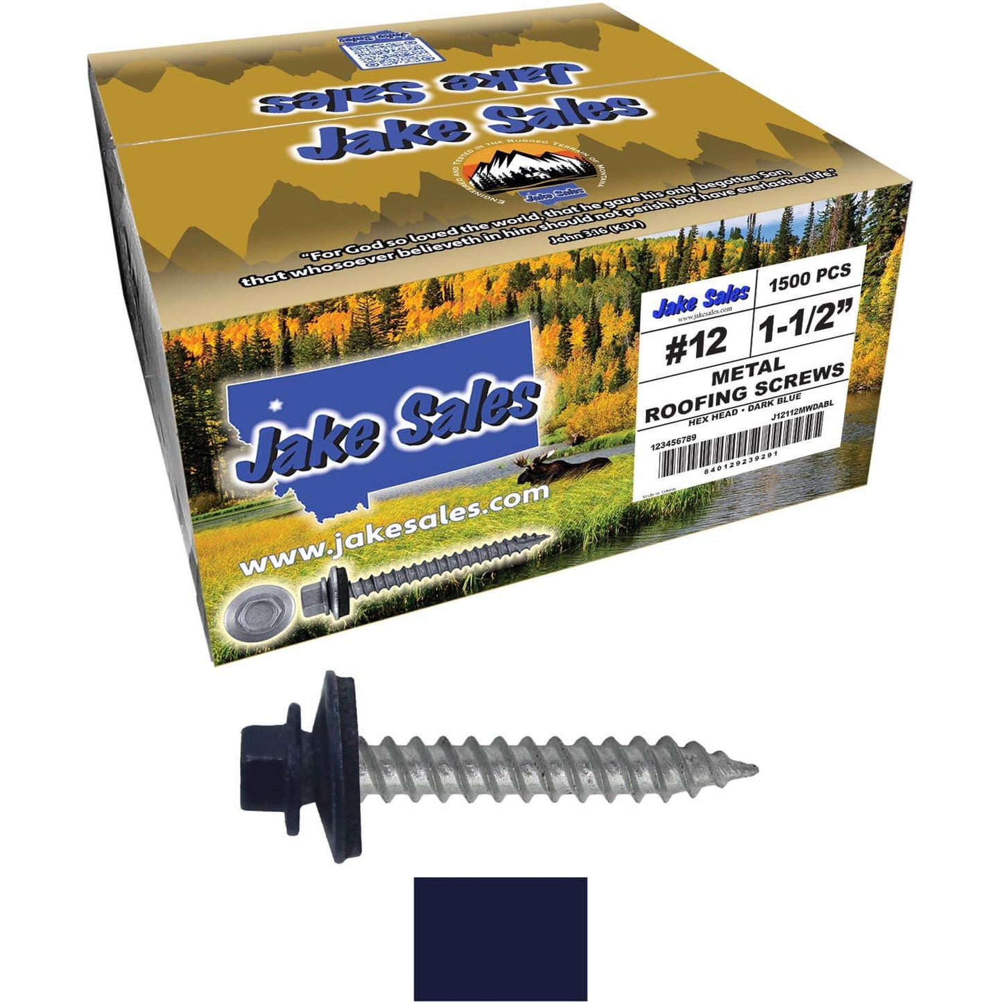 #12 x 1-1/2"  RE-GRIP METAL ROOFING SCREWS - Hex Washer Head - Self starting/self tapping - EPDM washer. Colored head.