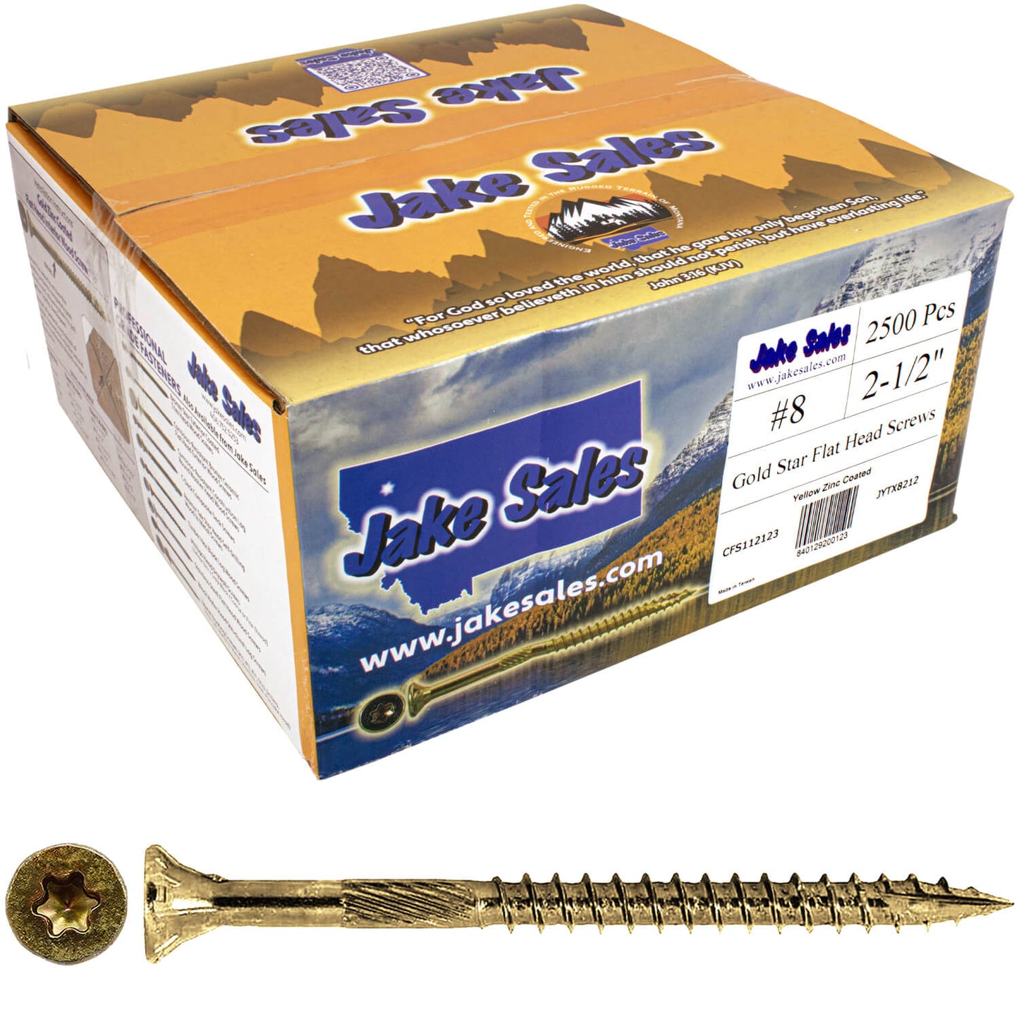 #8 Yellow Zinc Coated General Purpose Wood Screws. Torx/Star Drive Head - Multipurpose Torx/Star Drive Wood Screws