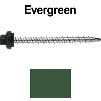 10 X 2-1/2" Zinc Aluminum Cap MINI-DRILLER Roofing Screws HI-LO THREAD Zinc Plated Carbon Steel Shank - EPDM Washer - Colored head