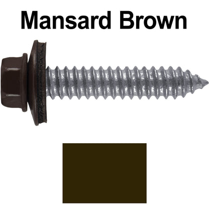 17 x 1-1/2 Metal Roofing Screws - Metal Panel to Metal Purlins and Recovery Screws - Hex Washer Head - EPDM washer.