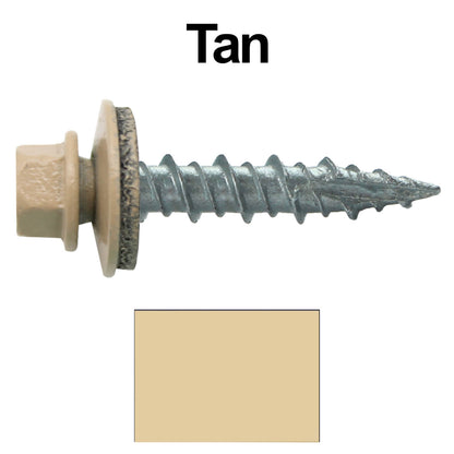 #10 x 1" Metal ROOFING SCREWS - Hex Washer Head - Self starting/self tapping - EPDM washer. Colored head.
