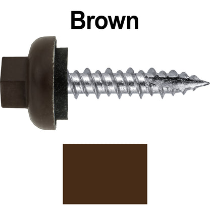 #10 X 1" HI-LO Zinc Aluminum Cap Metal Roofing Screws - Hex Washer Head - Self starting/self tapping - EPDM washer. Colored head.