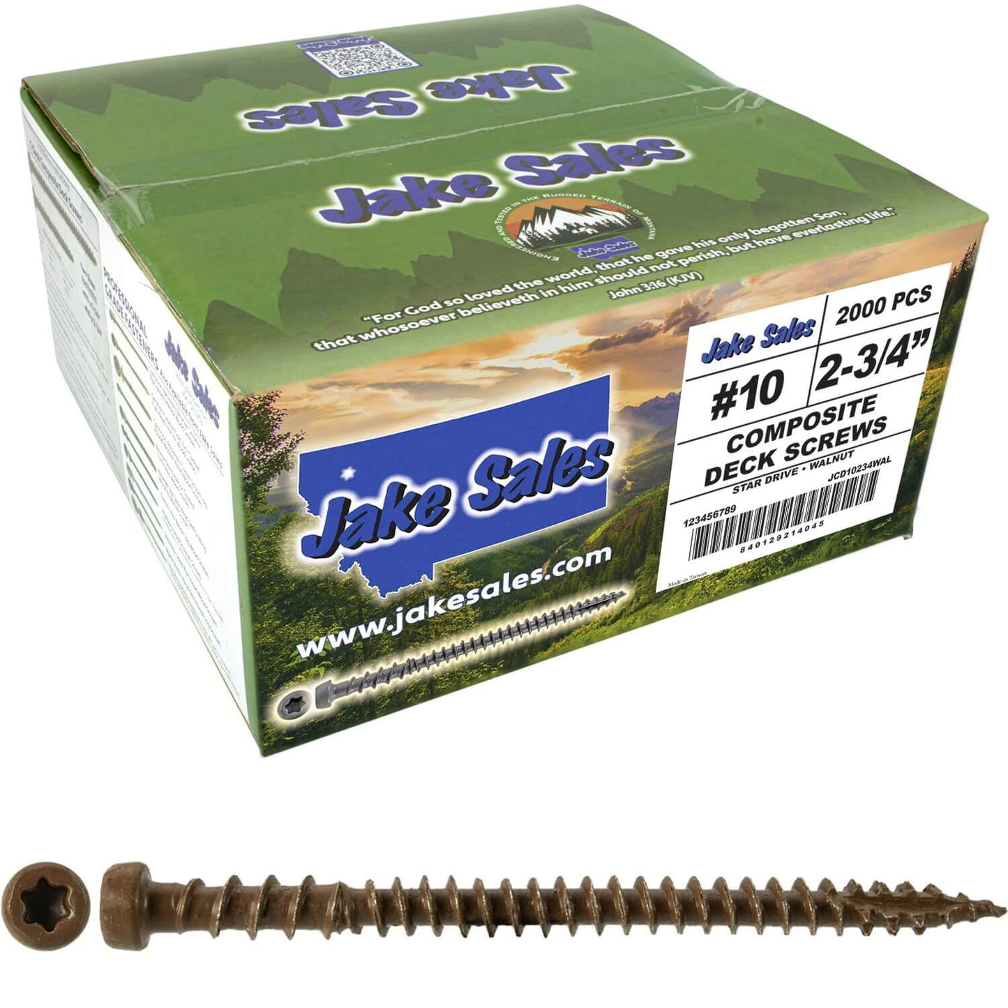 #10 x 2-3/4" Colored Composite Decking Wood Screws with Torx/Star Drive Head (T20 Bit), Exterior Coated, Compatible with Pressure Treated and ACQ Lumber