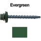 #10 x 2" Mini Driller Sheet Metal Roofing Screw - Hex Washer Head -  Self starting metal to wood siding screws. EPDM washer. Colored head.