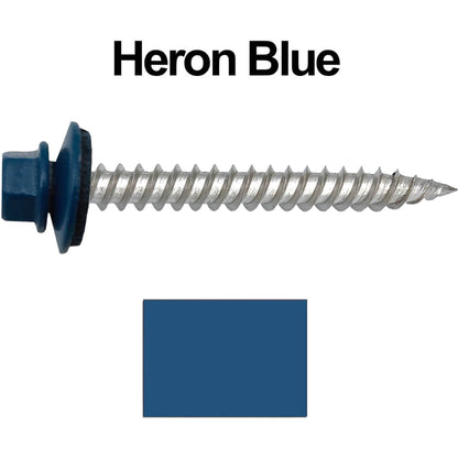 12 x 2"  Stainless Steel Metal Roofing Screw - Hex ReGrip Washer Head - Self starting/self tapping - EPDM washer. Colored head.