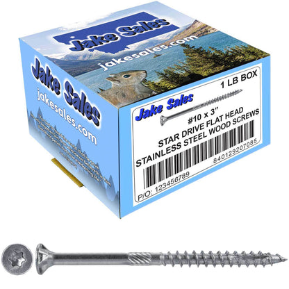 #10 Silver Star Stainless Steel Wood Screw Torx/Star Drive Head - 300 Series Stainless Steel Torx/Star Drive Wood Screws