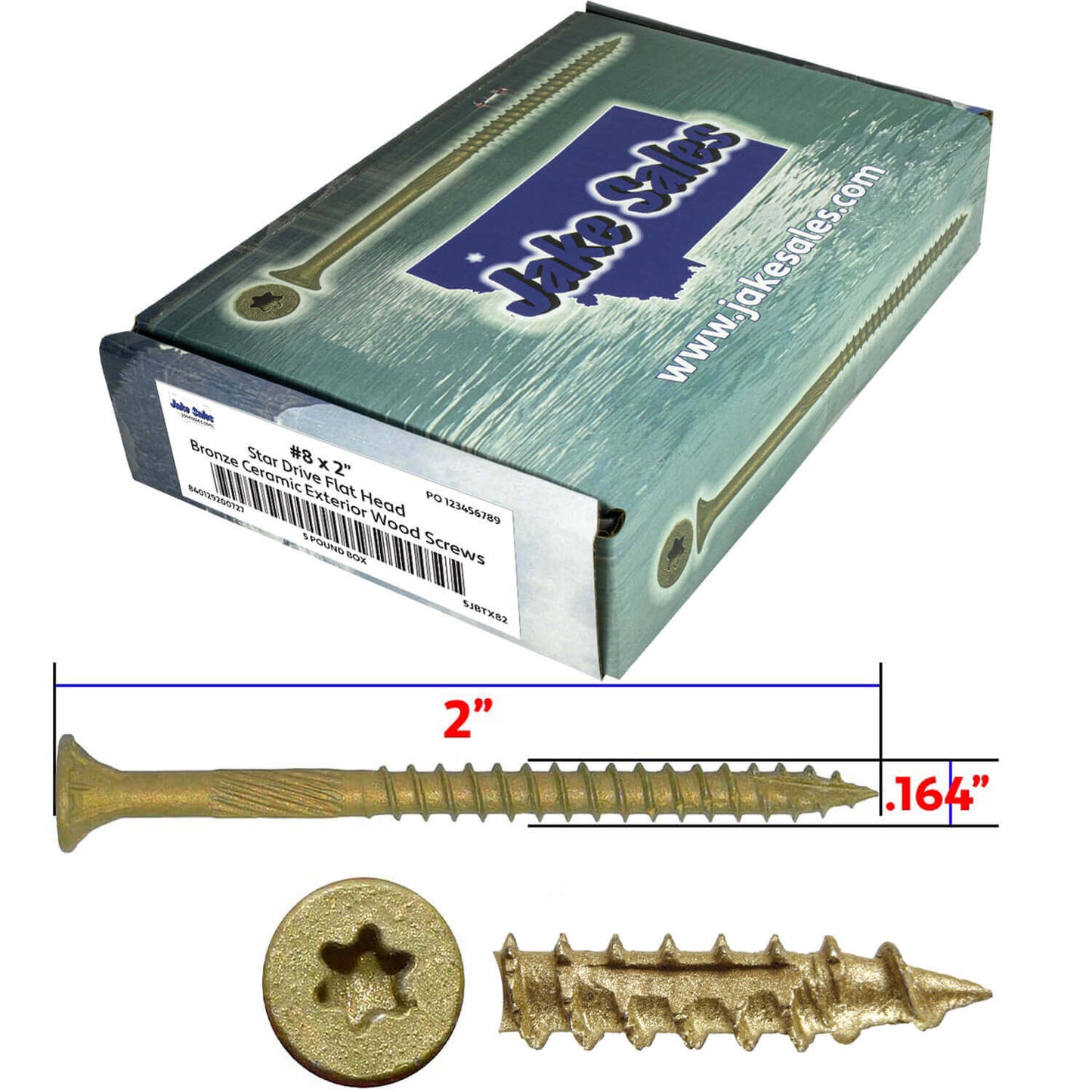 #8 x 3/4" - 2" Bronze Exterior Coated Wood Screw Torx/Star Drive Head - Multipurpose Exterior Coated Torx/Star Drive Wood Screws