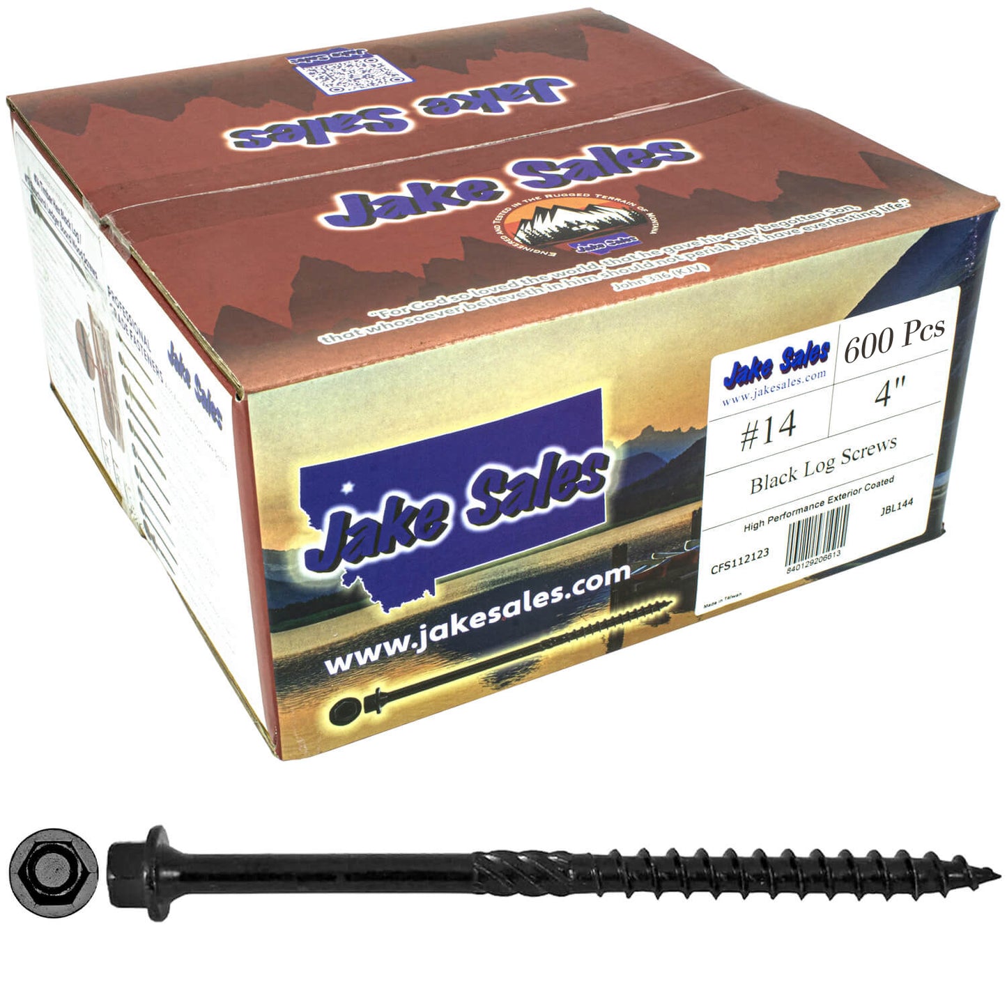 #14 Heavy-Duty Black Timber, Log & Structural Wood Screws - Exterior Coated - Use for Fastening Ledger Boards, Large Timbers, Logs and more.